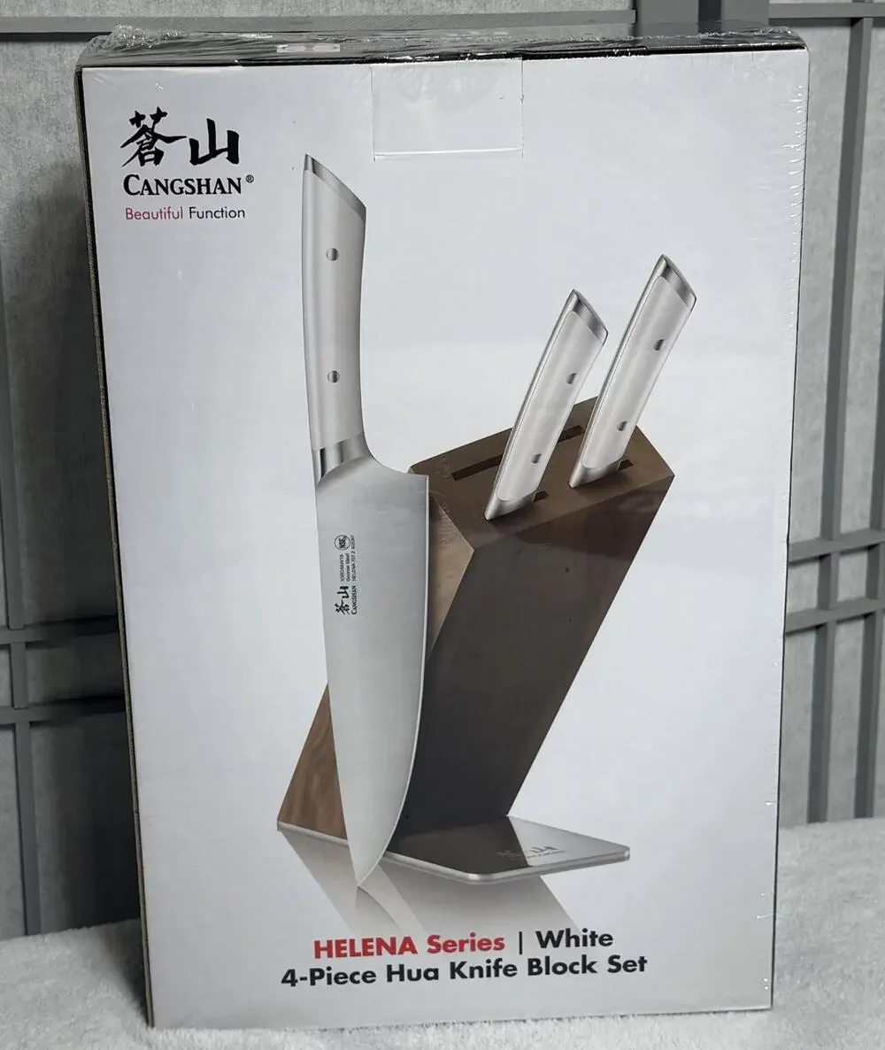Brand New! Cangshan Helena Series 4-PC Hua Knife Block Set